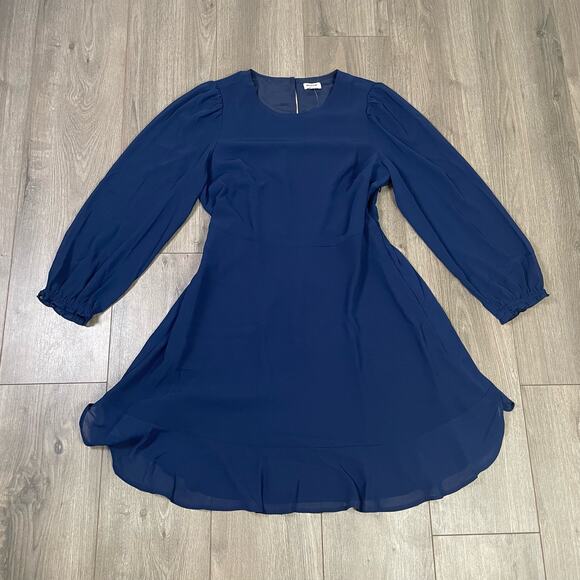 J Crew Flounce Hem Long Sleeve Lined Trendy Elegant Mini Dress US Women's 8 New - Picture 2 of 6